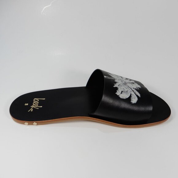 Beek Mockingbird Palm Flat Slide SANDALS Size 8 Black Leather NEW - Picture 11 of 14